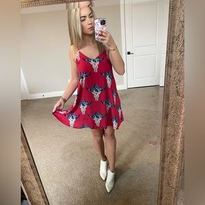 🐮 💕Hot Pink Cow Skull Swing Dress 💕 🐮